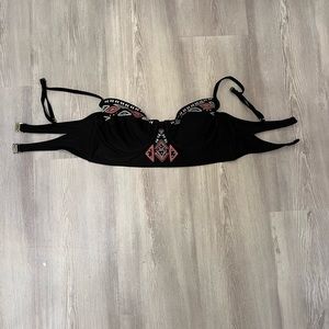 Xhilaration embroidered black large bikini top